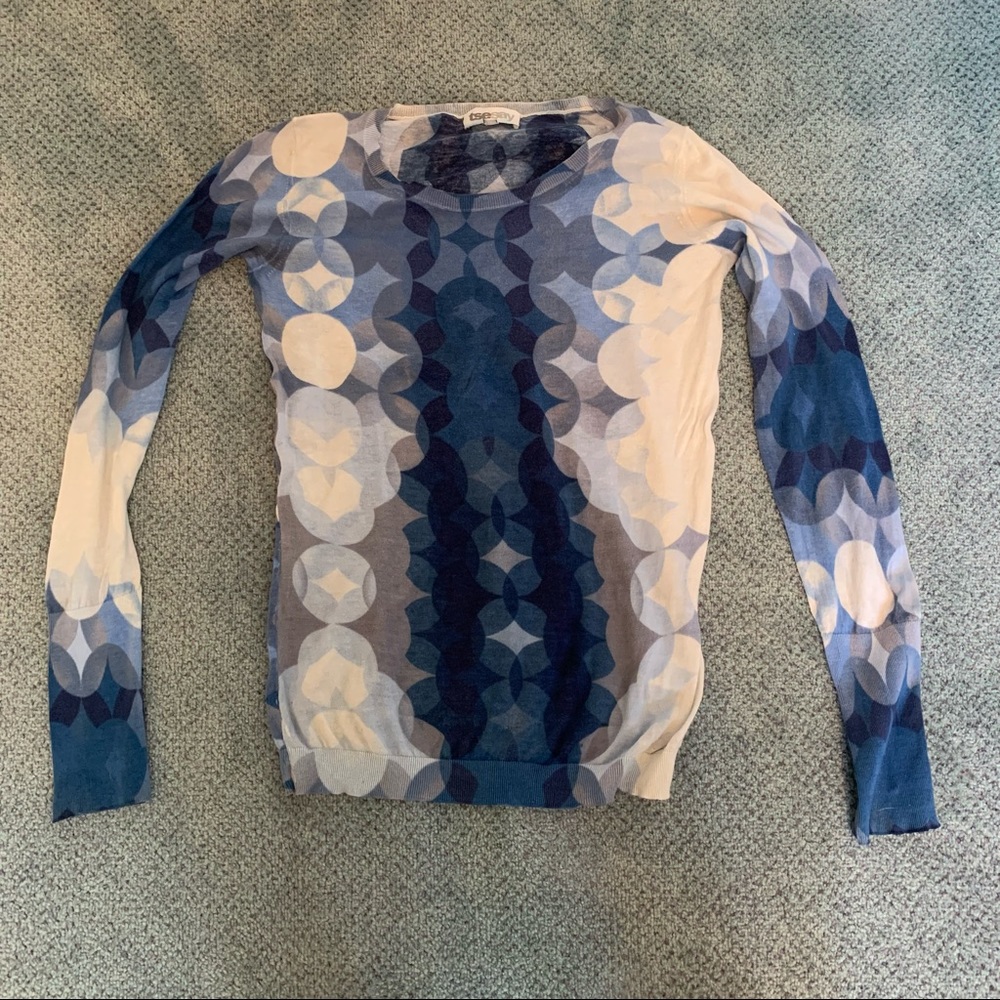 Tsesay Blue and White Patterned 100% Cotton Sweater